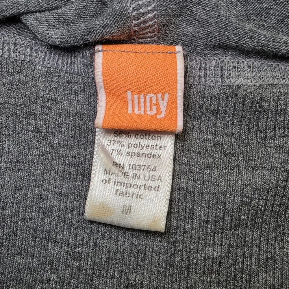 Lucy Gray Full Zip Hoodie Jacket Medium Stretch Cotton Blend USA Made Active